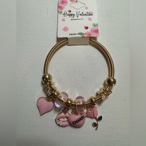 New NICOLE Valentines Day charm bracelet-pink